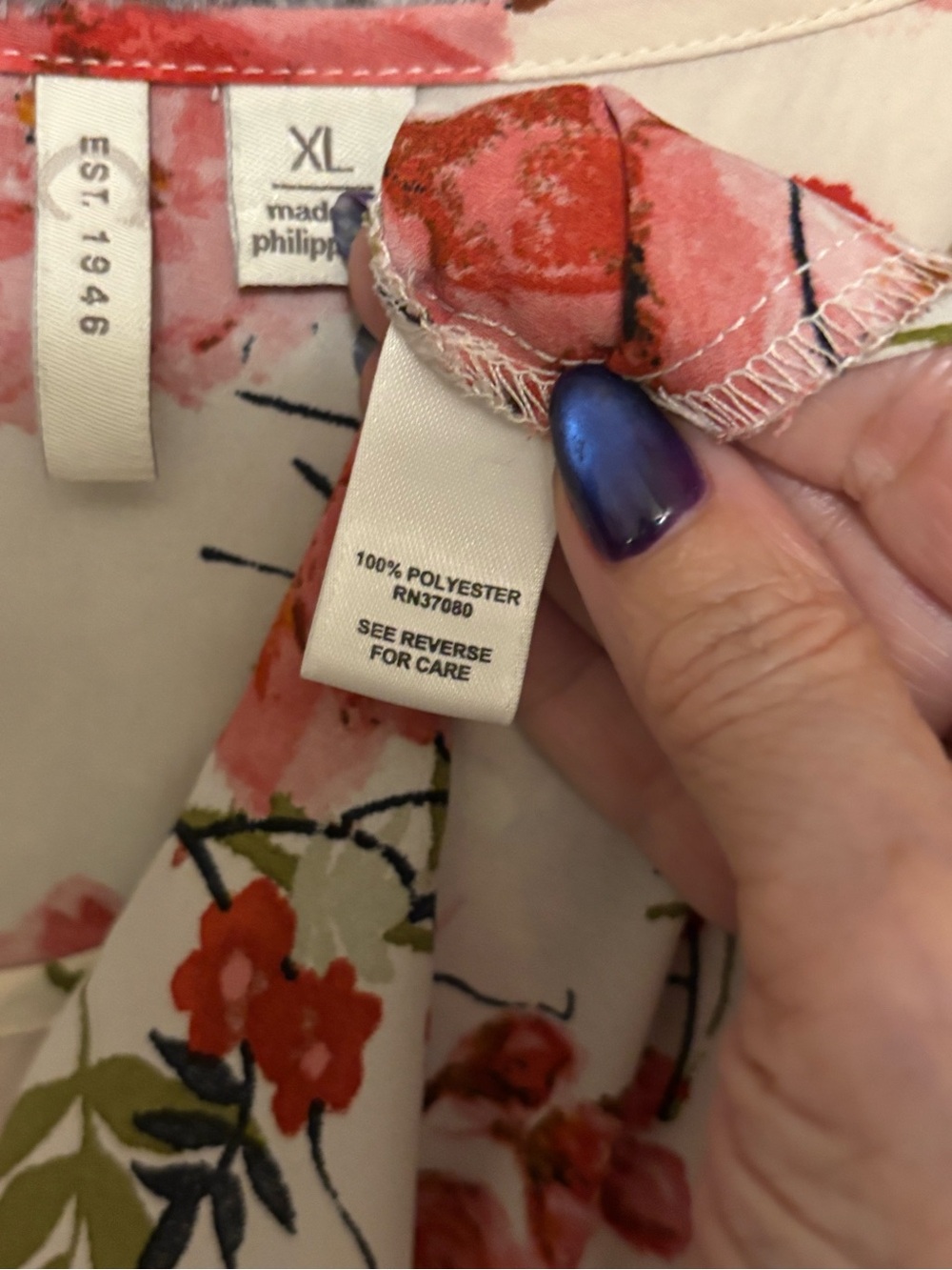 Pleated Bell-Sleeve Floral Blouse - Pink on Cream - Picture 3 of 13